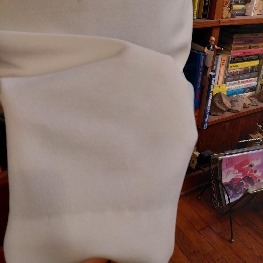 Vintage Dimension V White Mod Dress 60s 70s Sleeveless Belted Mini Pocket Shift - Picture 8 of 8